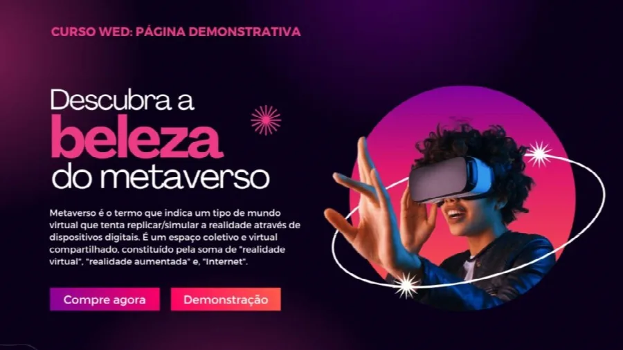 Exemplo de landing page 3 criada no curso